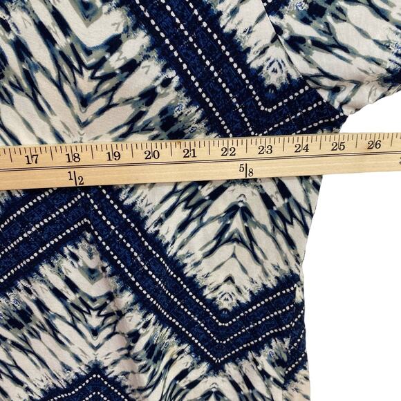 Cato Top Women's 22W - 24W Blue Chevron Hi-Lo Sheer Tunic Blouse Flowy - Picture 9 of 10